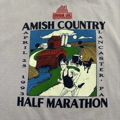 Vintage Running Marathon Race T-shirt Amish Country Lancaster Pa Long Sleeve L