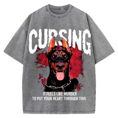 100% Cotton Oversized T-Shirt Doberman Gothic Vintage Streetwear Unisex Tee
