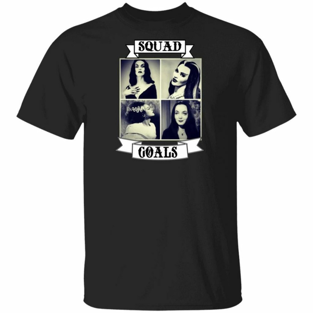 Squad Vampira Morticia Addams Lily Munster Bride Frankenstein Goth Tshirt Black