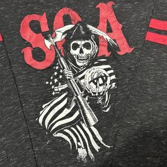 Sons Of Anarchy T Shirt Men’s Medium Red Black Skull Long Sleeve Cotton Graphic