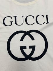 Mens Gucci Interlocking GG Big Logo Printed Tee T Shirt Cotton Size L