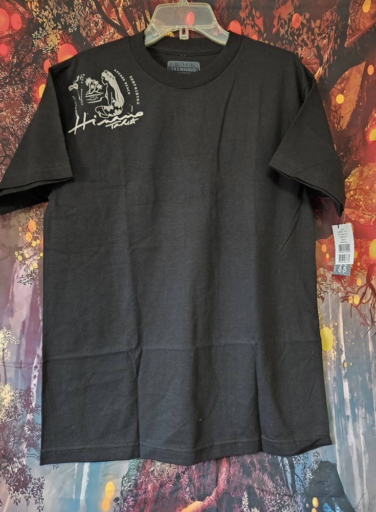 Hinano Tahiti Hiti Mahana Hula Girl Logo Black Men’s Crew Tee Shirt M