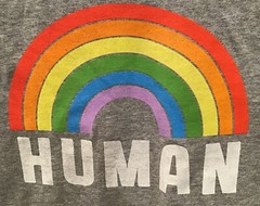 Human Rainbow Pride LGBTQ Fifth Sun Adult Medium, Large or XL Heather Gray Shirt