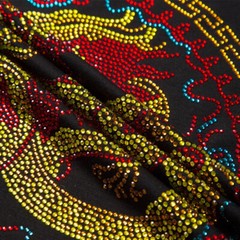 New Fashion Dragon Rhinestone Summer Short Sleeve Luxury Men Streetwear T-Shirt
