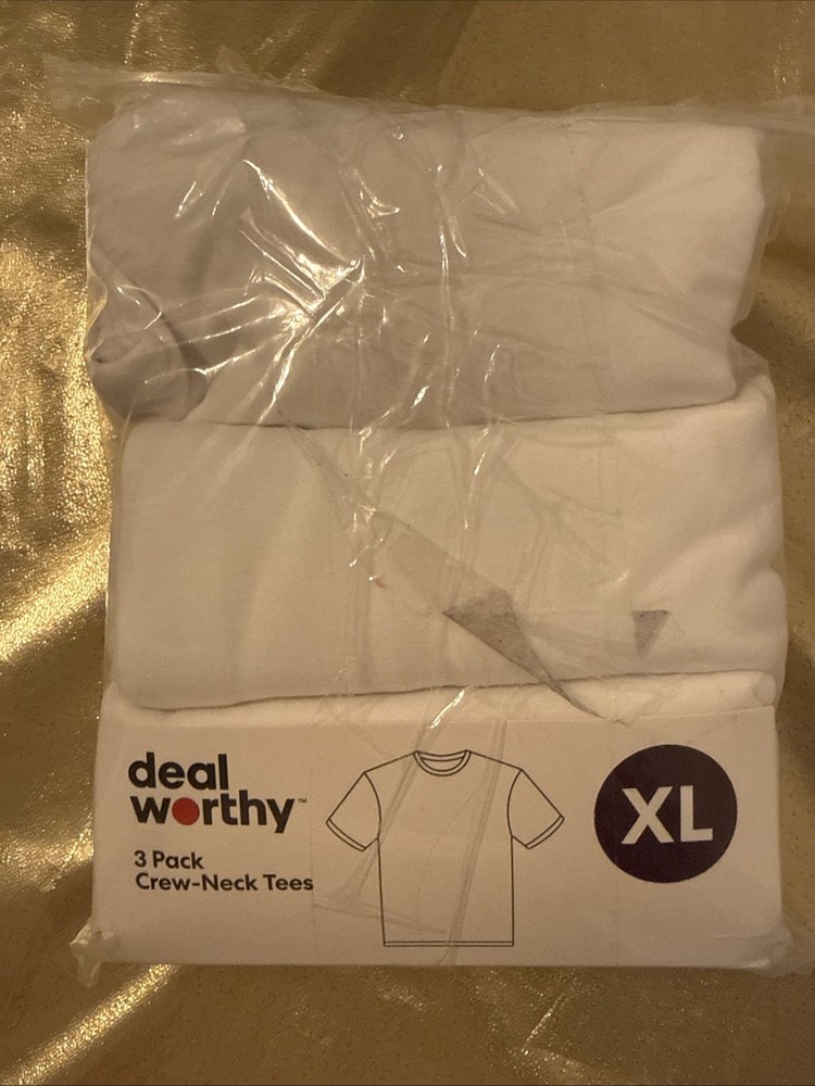 NWT Deal Worthy 3 Pack Crew Neck T-Shirts Cotton Blend White Size XL 46-48″