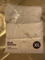 NWT Deal Worthy 3 Pack Crew Neck T-Shirts Cotton Blend White Size XL 46-48″
