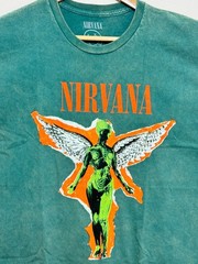 Nirvana In Utero T-Shirt Mens XL Faded Green Grunge Kurt Cobain Band Tee 2021