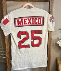 Mexico Graphic T Shirt Small White Red Green Number 25 Tee