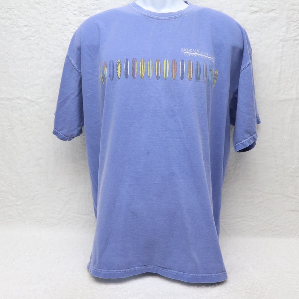 Comfort Colors Pacific Beach Surf Shop T-Shirt XL Blue Surfboards Tee (see photo