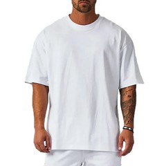 240gsm Plain 100% Cotton Gym Sports Bodybuilding Fitness Loose Fashion Casual St