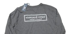 Vineyard Vines Men’s Charcoal Heather Gray Box Logo Graphic L/S Pocket T-Shirt