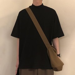 Half Turtleneck Short Sleeve Shirt for Men in Casual Style and Comfort