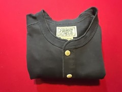 BRONSON MFG Henley T Shirt Men’s Large Black Long Sleeve Heavyweight Casual EUC