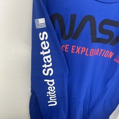 NASA Space Exploration Long SleeveShirt by Well Worn, Adult Large Blue