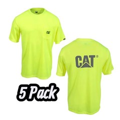New- 5 Pack Catapiller CAT Trademark Hi-Viz Hi Visibility Tee Shirt Size Medium