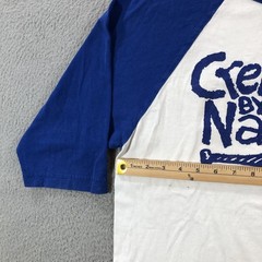 Vtg Crenshaw By Nature T Shirt Men’s L White Blue USA Raglan 3/4 Sleeve