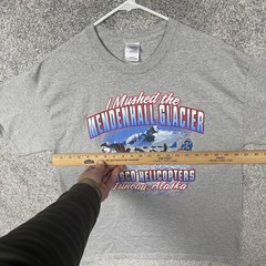 Mendenhall Glacier Juneau Alaska Dog Sledding Mush T-Shirt Mens L Gray Gorpcore