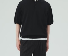 (ASK availability first) Henley Neck Short Sleeve Knit (Moisture-Wicking) new