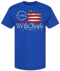 We the People 1776 Distressed US Flag T-Shirt USA Independence Day Patriotic Tee