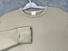 VTG Thermal Waffle Knit Shirt Mens Medium Tan Crewneck LS Base Layer Top 70s 80s