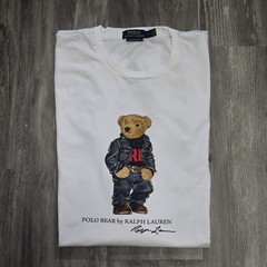 Polo Ralph Lauren Classic Fit Polo Bear Denim Crewneck Jersey T-Shirt White