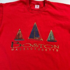 Vintage Fruit of the Loom Boston Massachusetts Shirt Adult Extra Large XL Red