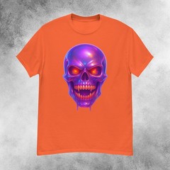 Infernal Purple Iridescent Skull Horror T-Shirt Men’s S-2XL