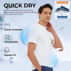 BAMBOO COOL Men Undershirts Moisture-Wicking Crewneck T Shirts, Breathable