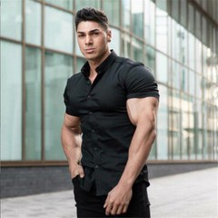 Camisa Elegante De Manga Corta Para Hombres Moda Botones Verano Negocios Casual