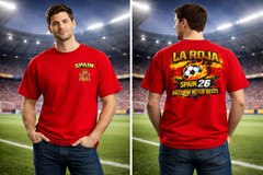 FIFA World Cup 2026 Spain La Roja Soccer Fan Graphic Printed Unisex T-Shirt