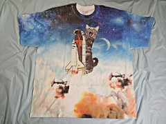 Gildan DryBlend Short Sleeve Tee Shirt With Cat Spaceship Moon Men’s Size 2XL