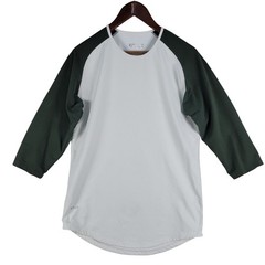 BYLT Raglan Shirt Adult M White Green Good 3/4 Sleeve Curved Hem Cotton Blend