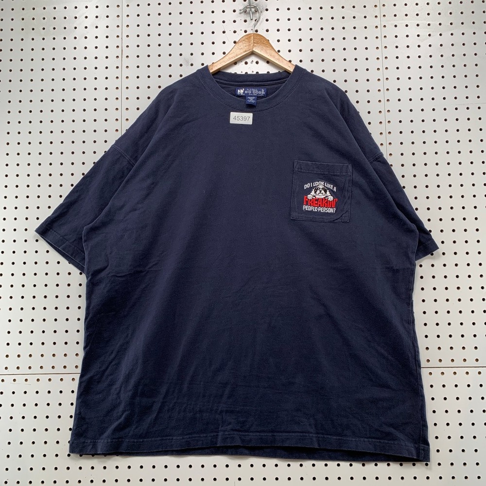 Vintage Big Dogs Shirt Mens Big 4X Blue Pocket Funny Freakin People Person