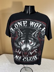 Hot Leathers Lone Wolf No Club Biker 2 Sided Shirt Men’s Size L