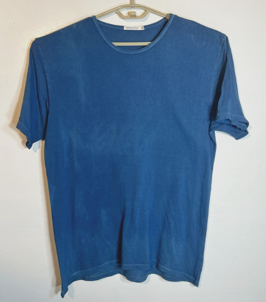 Industry of all Nations Size XL Blue Cotton Natural Indigo 6 Dips SS Crew Neck T