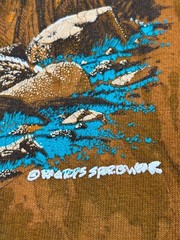 Vintage 90s Ragtop Sportswear Wolf Nature T-Shirt Brown Tie Dye Made in USA