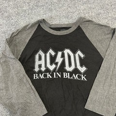 American Classics T-Shirt Mens Large Black Grey AC/DC Back In Black Raglan Band