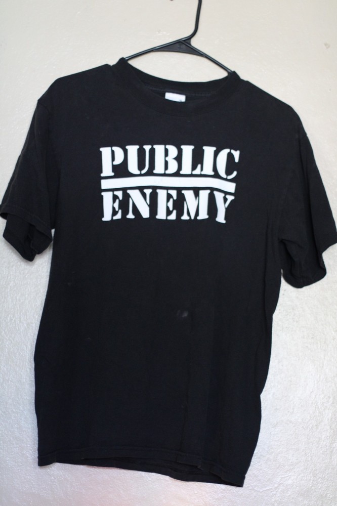 Vintage 2000s Public Enemy T Shirt size medium Black and White Logo Rap Hip Hop