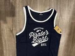 MV Sport Tank Top Mens Large Navy Heather Norman Island Pirate’s Bight BVI Beach