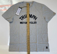 Triumph Motorcycles T-Shirt Mens Large Burnham Gray Marl Spellout Logo Cotton
