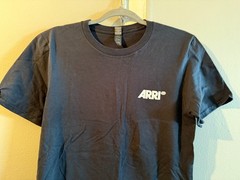 ARRI Anvil Lightweight Black 100% Cotton T-Shirt ARRI Logo Front & Back Small