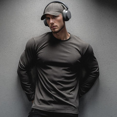 Men’s Winter Thermal Long-Sleeve Base Layer t-shirt Warm Muscle Gym Black Gray