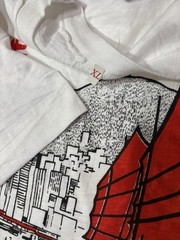 HONG KONG Shirt Adult XL White Graphic Boat City Chinese Script Single Stitch