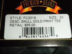 First Class Men’s Skull Gold Print Tee Size 2XL MSRP $55.00 (H12)