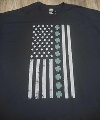 Gildan Dry Blend Graphic T-shirt Mens 2XL Black Soild Subdued Flag Patriotic