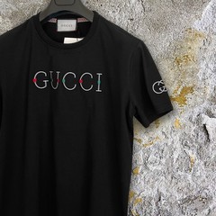 Gucci Colorful Logo Gucci Embroidery Black T-shirt- Size 2XL – paid tariff USA
