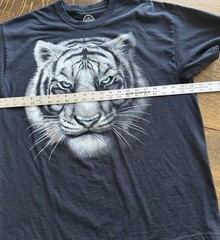 White Tiger Animal T Shirt XL DOM Black Short Sleeve Outdoors 100% Cotton Tee