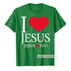 I Love Jesus Loves You Heart T-Shirt Christian Faith In Christ Religious Tee