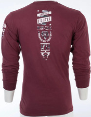American Fighter Mens Long Sleeve Shirt LANDER Burgundy Premium S-3XL