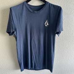 Volcom Men’s Medium Short Sleeve Graphic Tshirt Stone Logo Blue Crew Neck